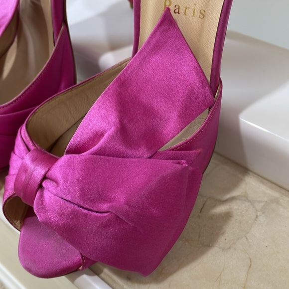 Fuschia Louboutin open toe heels - Picture 3 of 9